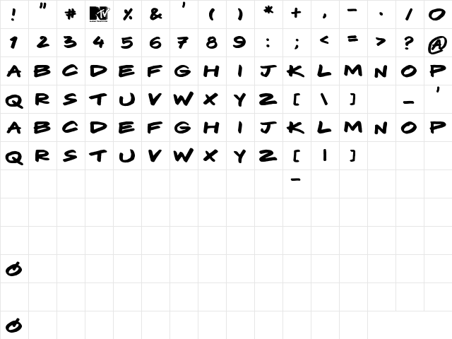 Komix Regular  glyph index