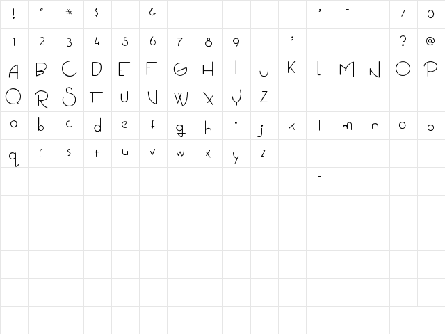 Do I like Stripes? Regular  glyph index