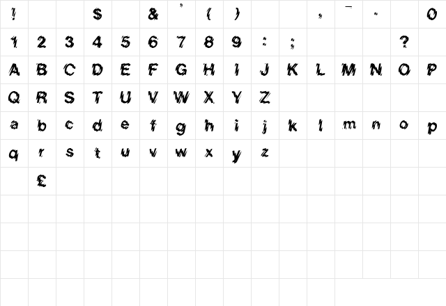 18 Regular  glyph index
