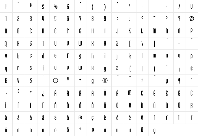 Conques Demi  glyph index