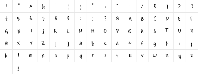 Double Thin Regular  glyph index