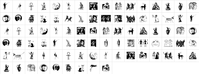 WesternPastHeroes Regular  glyph index