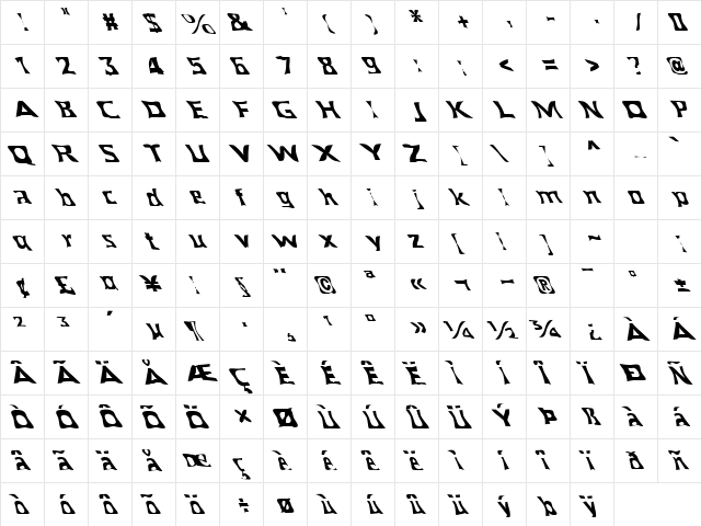 FZ WARPED 40 LEFTY Normal  glyph index