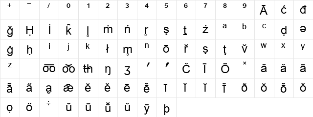 Bookshelf Symbol 1 Regular  glyph index
