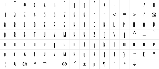 Blits-Two Regular  glyph index