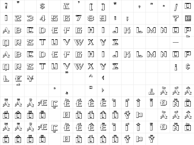 BulwarkNF Regular  glyph index