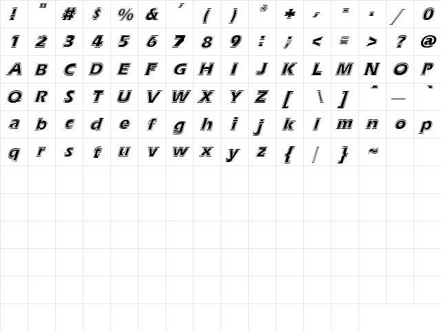 Speak 2 Italic  glyph index