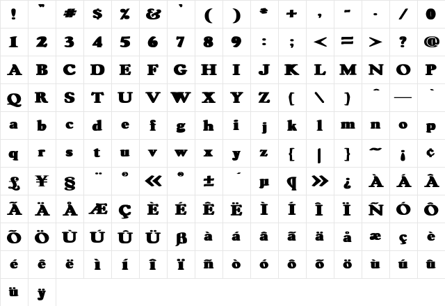 RSOswaldGrey Wd bold Bold  glyph index