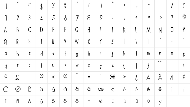 Wiser 1 Regular  glyph index
