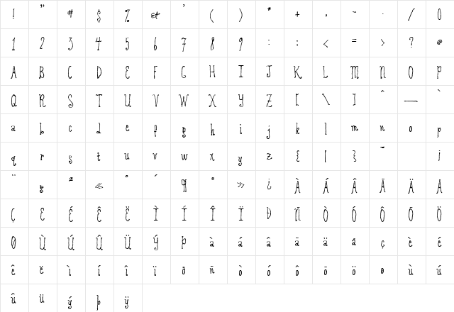RevolvingDoor Regular  glyph index