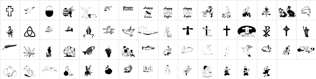 EasterCollage Regular  glyph index