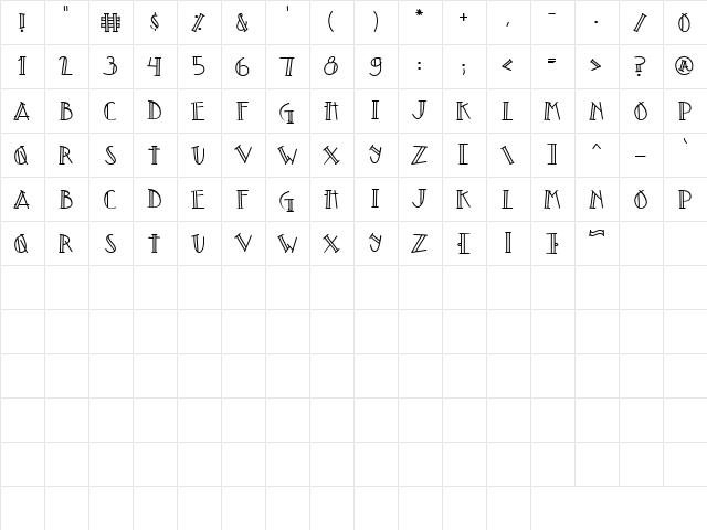 Doodle Topple Regular  glyph index