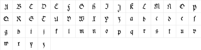 fracta Condensed Bold Distorted  glyph index