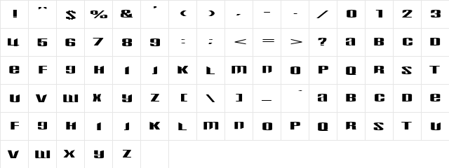 Phatboy Semi Bold  glyph index
