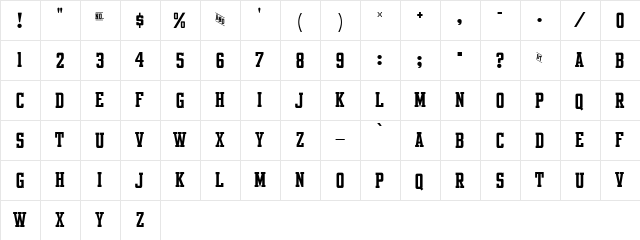 Intramural JL Regular  glyph index