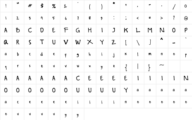 Delions Regular  glyph index