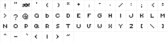 RELAX Regular  glyph index