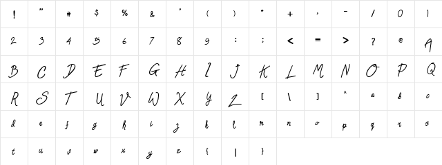 Dara Regular  glyph index