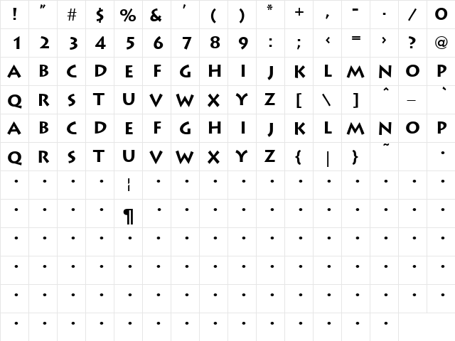 Marshall 7 Regular  glyph index