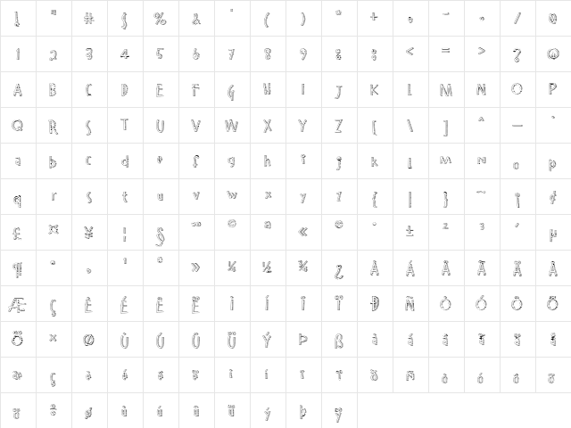 SNF Playground Hopscotch Regular  glyph index