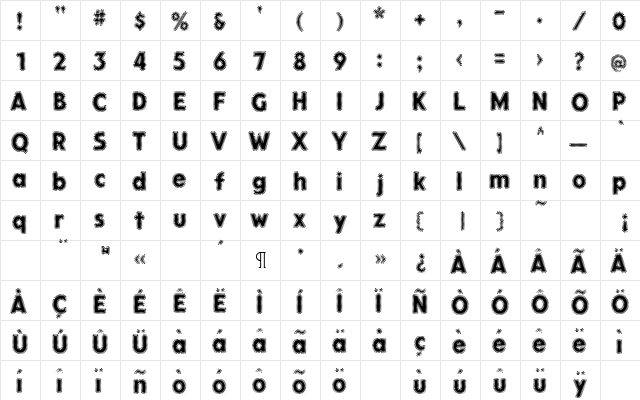 KolkFizzy Regular  glyph index