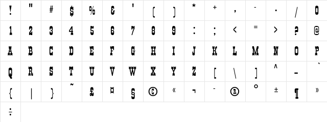 Italiansky E Regular  glyph index