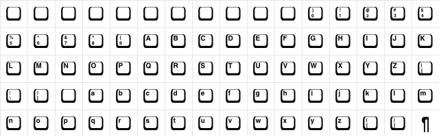 Keyboard1 Regular  glyph index