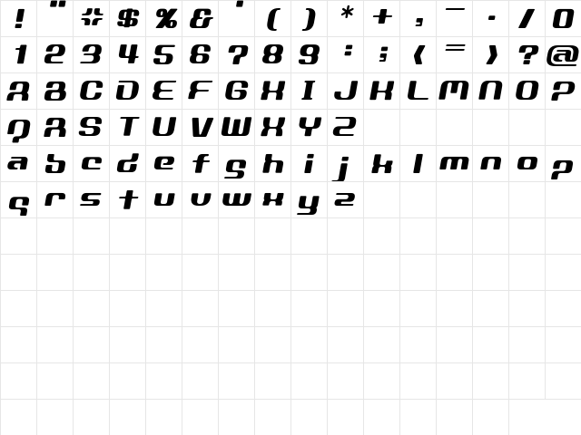D3 Globalism italic Regular  glyph index