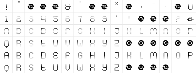 Hoboken Regular  glyph index