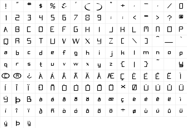 FZ DIGITAL 8 EX Normal  glyph index