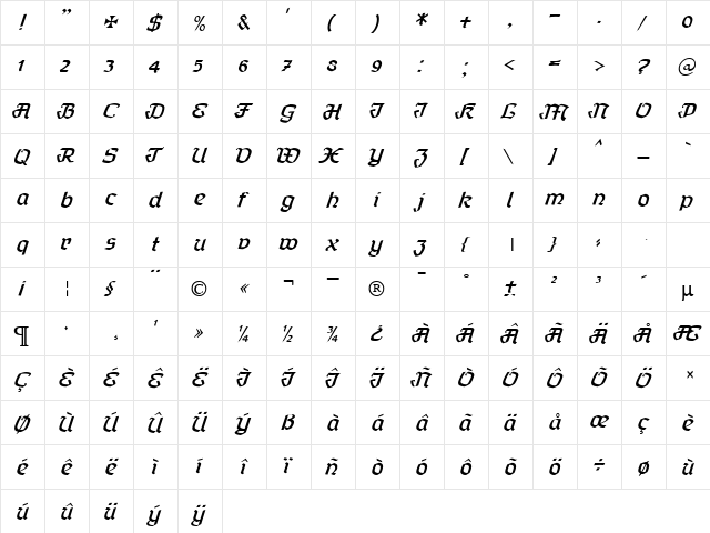 Curfract 51 DB Normal  glyph index
