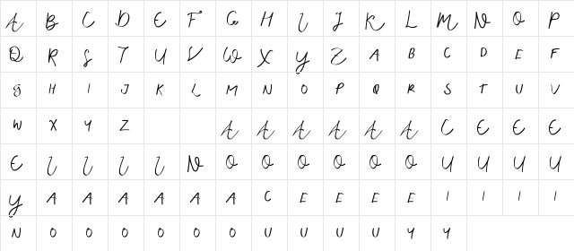 Nebula Starry Demo Regular  glyph index