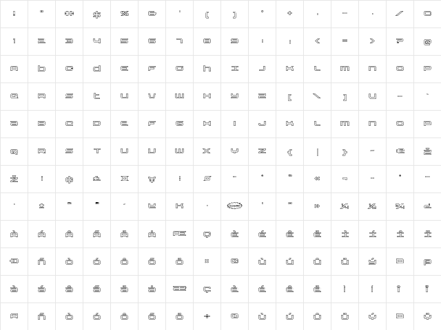 Nextwave Outline Regular  glyph index