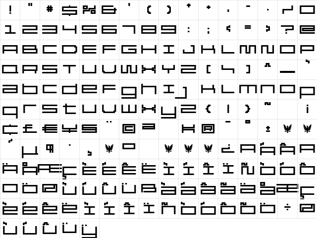 Reversion Bold  glyph index