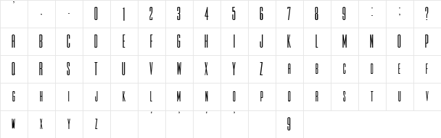 Searchlight Regular  glyph index