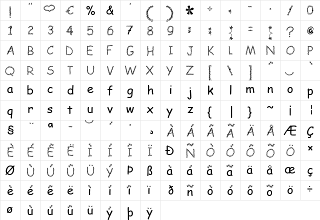 BLOESEM Regular  glyph index