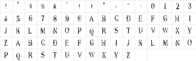 Dyers Eve Regular  glyph index