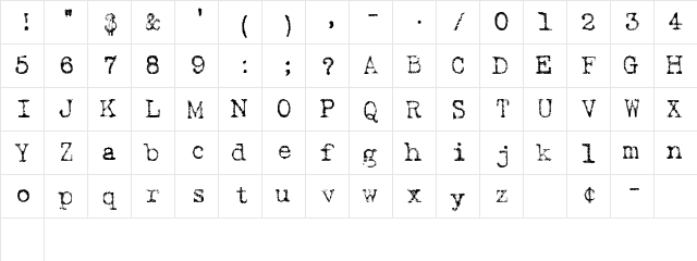 Batik Regular  glyph index