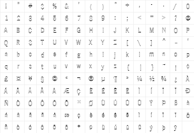 FZ BASIC 24 HOLLOW Normal  glyph index
