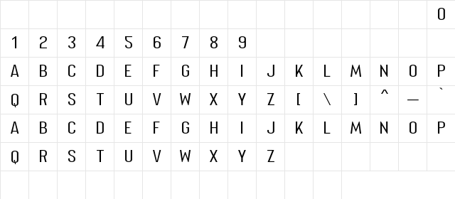 Merhique Light  glyph index