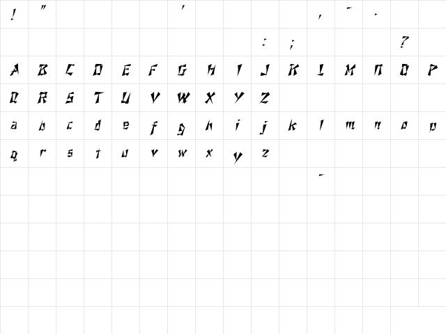 Nixon Italic Italic  glyph index