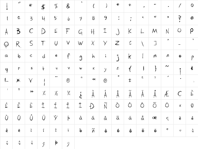 I KNOW A GHOST Regular  glyph index