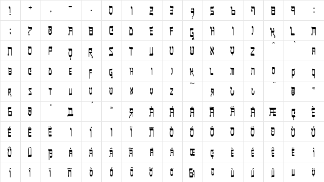 Cubredo Regular  glyph index