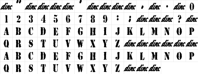 Concrete and Clay Regular  glyph index