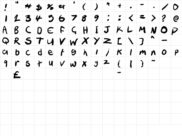 Xen Regular  glyph index