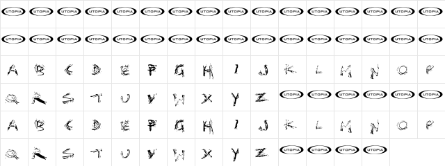 Distortia Regular  glyph index