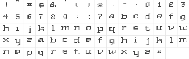 Deko Regular  glyph index
