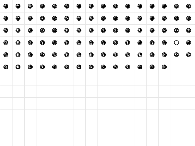 CK Type Keys Regular  glyph index