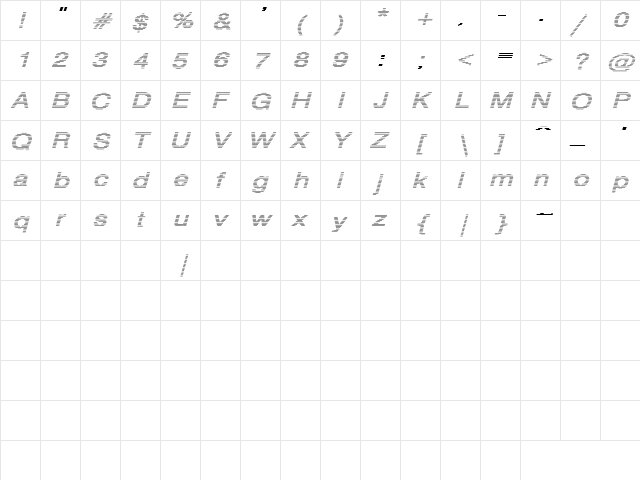 She's On Fire 4 Italic  glyph index