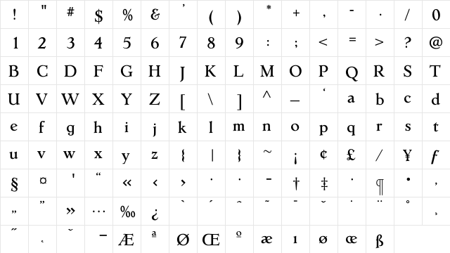 ErasmusMedium Regular  glyph index